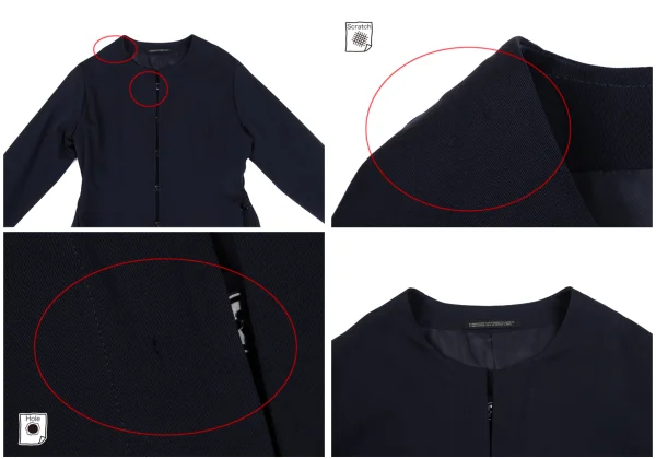 Yohji Yamamoto FEMME Wool Gaba Collarless Jacket K-166212_003