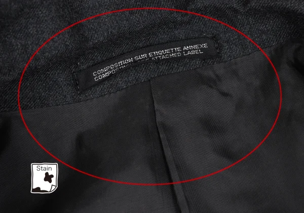 Yohji Yamamoto FEMME Wool Peak Lapel Double Jacket K-166214_006