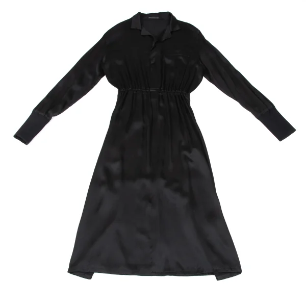 Yohji Yamamoto NOIR Silk Waist Gathered Shirt Dress K-166228_002