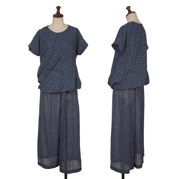 tricot COMME des GARCONS Poly Scale Print Blouse & Pants Blue S-M K-166243_001