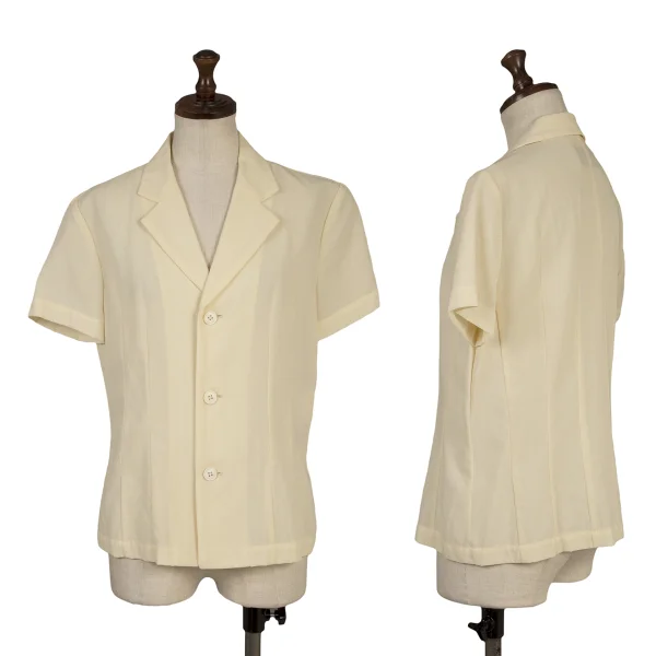 tricot COMME des GARCONS Dart Design Open Collar Short Sleeve Shirt Ivory S-M K-166244_001