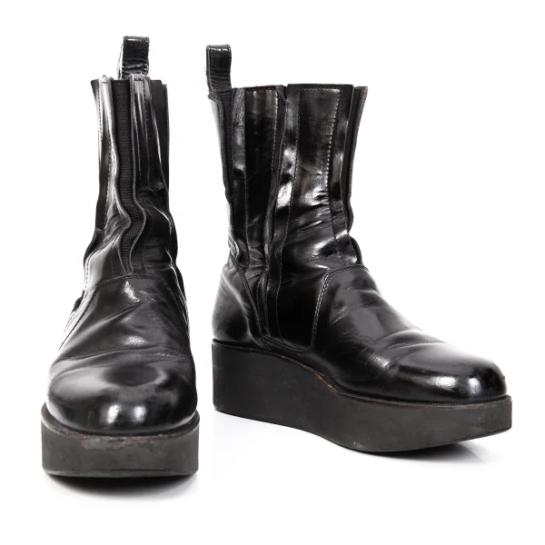 Yohji Yamamoto FEMME Leather Switching Side Gore Boots Black 2 (About US6.5) K-166259_001