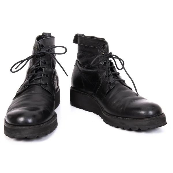 Yohji Yamamoto FEMME Lace Up Leather Boots Black M (US About 7) K-166260_001