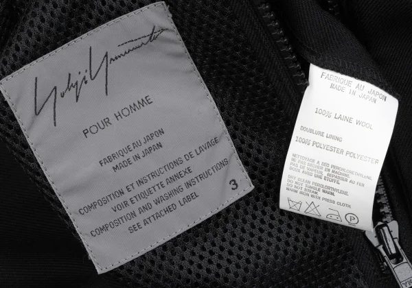 Yohji Yamamoto POUR HOMME Mesh Lined Wool Poncho Coat K-166272_014