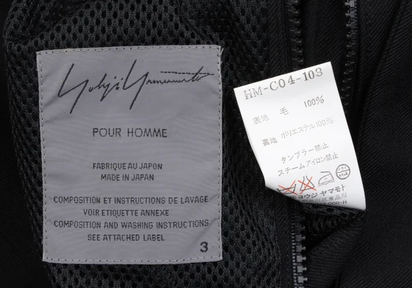 Yohji Yamamoto POUR HOMME Mesh Lined Wool Poncho Coat K-166272_015