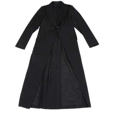 Yohji Yamamoto POUR HOMME Wool Gaba Back Pleated Long Jacket