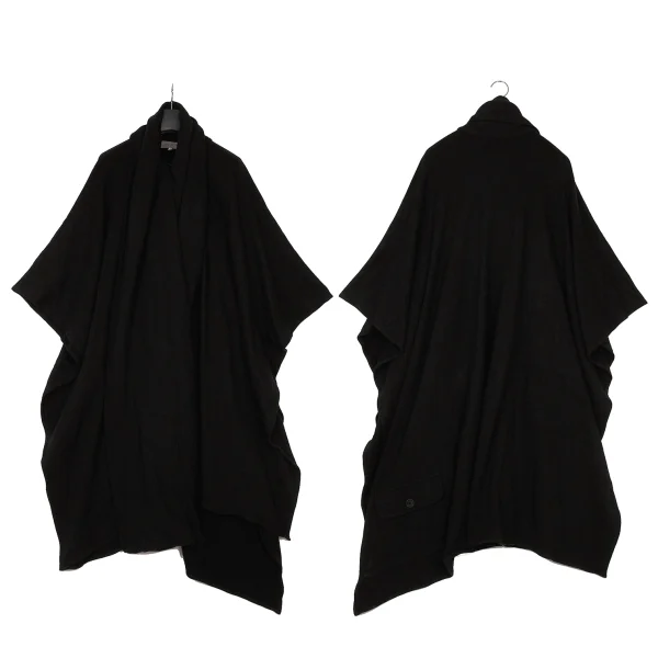 Yohji Yamamoto POUR HOMME Cotton Sweat Cape Coat Black 3 K-166274_001