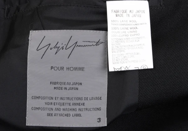 Yohji Yamamoto POUR HOMME Checker Hem Wool Long Jacket K-166275_017