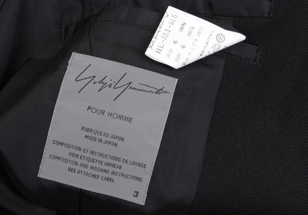 Yohji Yamamoto POUR HOMME Checker Hem Wool Long Jacket K-166275_018