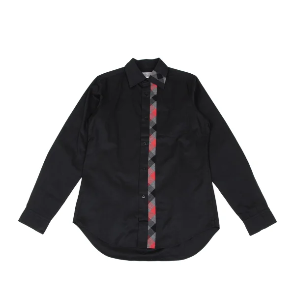 Yohji Yamamoto POUR HOMME Check Switching Long Sleeve Shirt Black,Red,Grey 3 K-166283_001