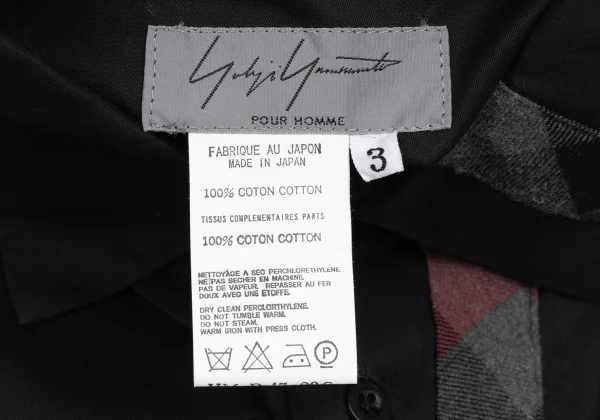 Yohji Yamamoto POUR HOMME Check Switching Long Sleeve Shirt K-166283_015