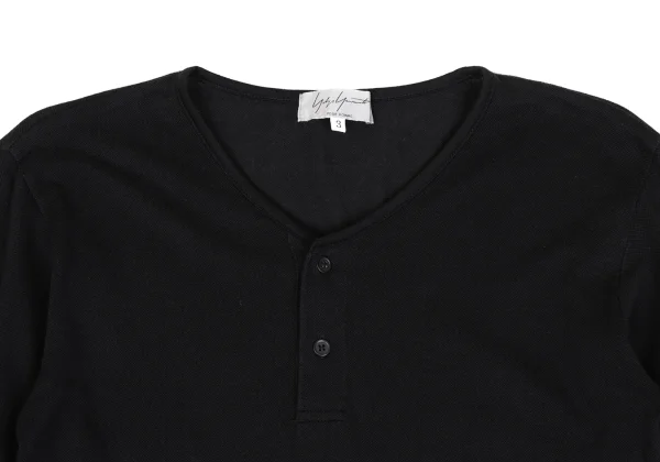 Yohji Yamamoto POUR HOMME Cashmere Blend Henley Neck T Shirt K-166286_002