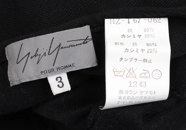 Yohji Yamamoto POUR HOMME Cashmere Blend Henley Neck T Shirt K-166286_014
