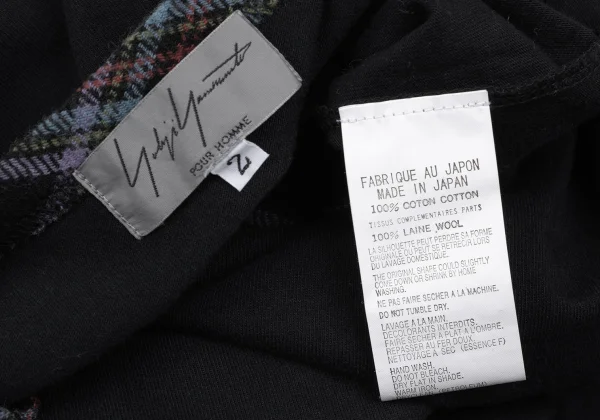 Yohji Yamamoto POUR HOMME Cotton Check Trim T Shirt K-166287_010