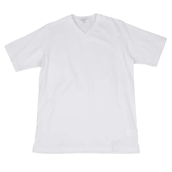 Yohji Yamamoto POUR HOMME Cotton V Neck T Shirt White 2 K-166293_001