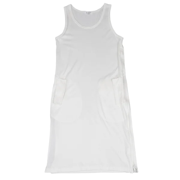 Yohji Yamamoto POUR HOMME Cotton Flap Pocket Long Tank Top White 3 K-166295_001