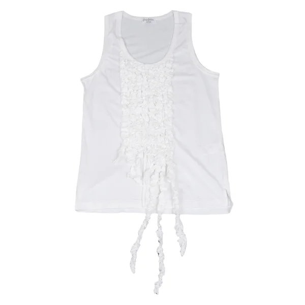 Yohji Yamamoto POUR HOMME Cotton Frill Paste Tank Top White 3 K-166296_001