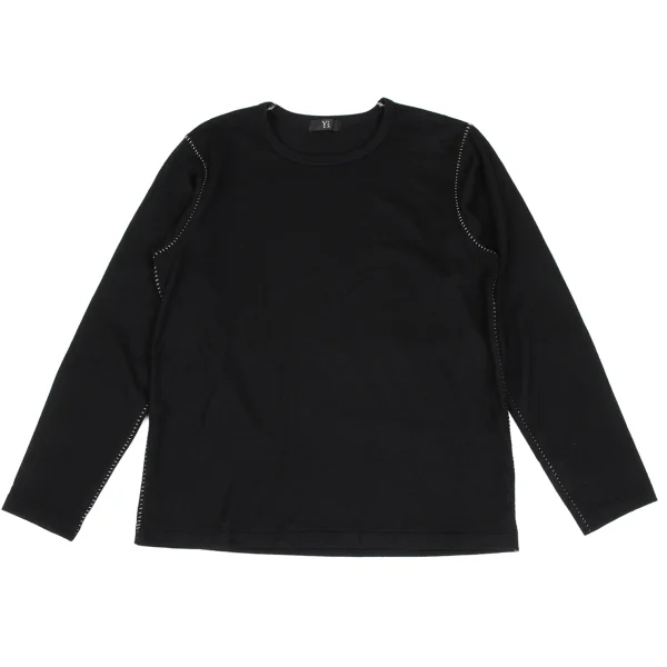 Y's for men Brushed Wool Side Stitch Knit Top Black 2 K-166301_001