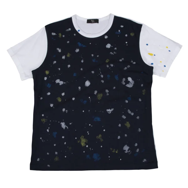 Y's for men Paint Printed Switching T-shirt White,Navy 2 K-166303_001