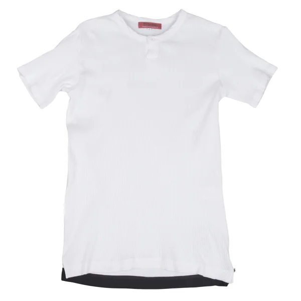 Y's for men Hem Switching Rib Cotton T Shirt White 2 K-166307_001