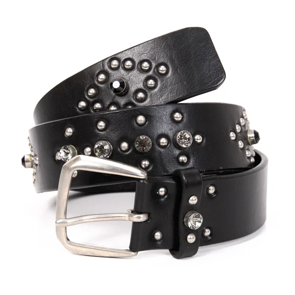 Yohji Yamamoto POUR HOMME Bijou Studs Leather Belt Black  K-166313_001