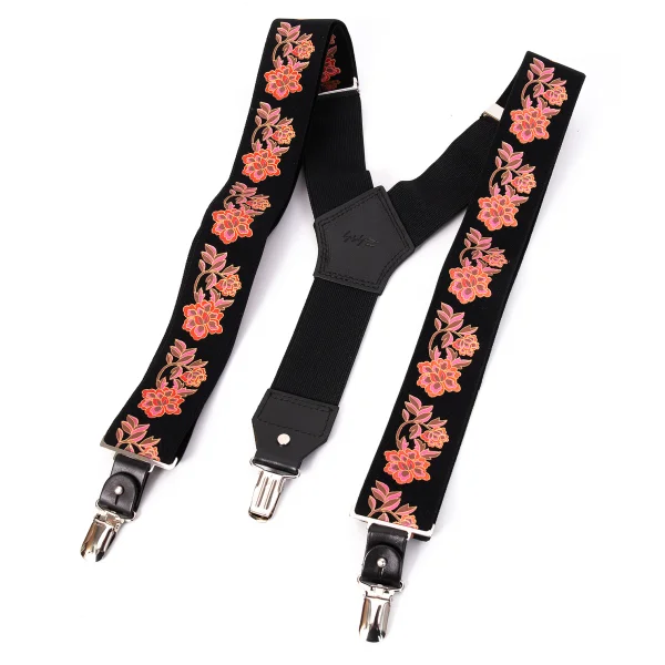 Yohji Yamamoto POUR HOMME Floral Printed Suspenders Black  K-166316_001
