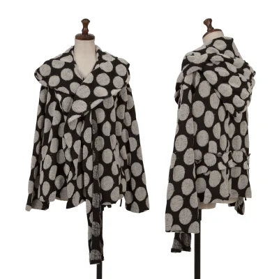 Y's Dot Pile Stole Neck Hooded Snap Cardigan