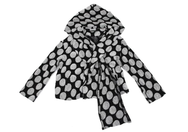 Y's Dot Pile Stole Neck Hooded Snap Cardigan K-166325_002