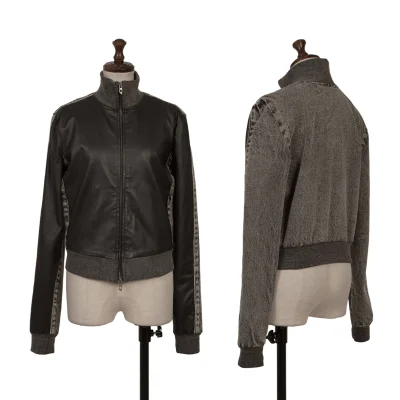 DIESEL L-Eader Front Lamb Leather Switching High-neck Denim Jacket