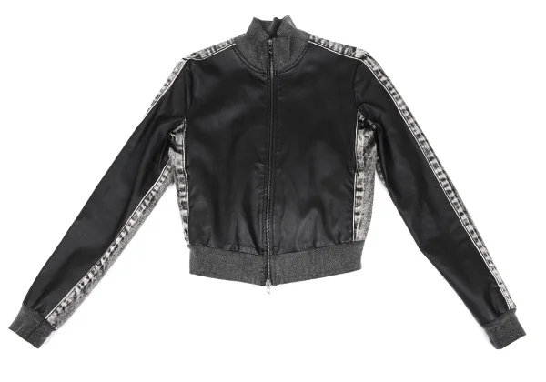 DIESEL L-Eader Front Lamb Leather Switching High-neck Denim Jacket K-166328_002