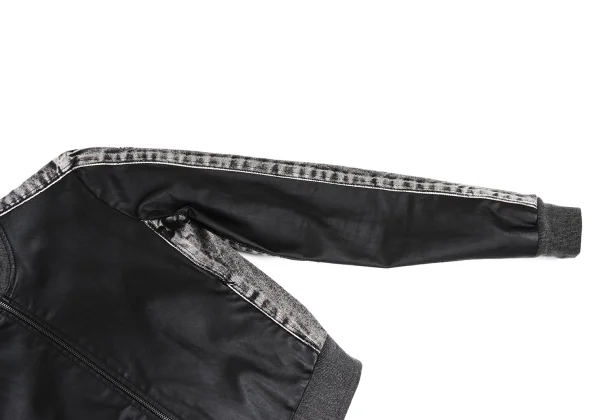 DIESEL L-Eader Front Lamb Leather Switching High-neck Denim Jacket K-166328_005