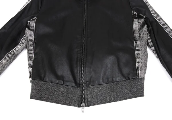 DIESEL L-Eader Front Lamb Leather Switching High-neck Denim Jacket K-166328_007