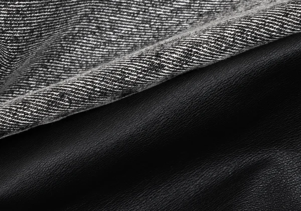 DIESEL L-Eader Front Lamb Leather Switching High-neck Denim Jacket K-166328_012