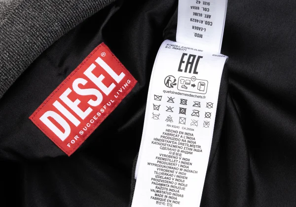 DIESEL L-Eader Front Lamb Leather Switching High-neck Denim Jacket K-166328_015