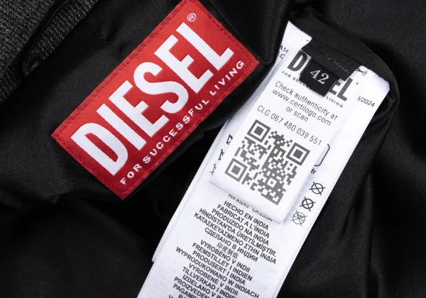 DIESEL L-Eader Front Lamb Leather Switching High-neck Denim Jacket K-166328_016