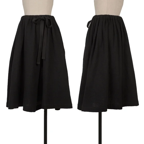 Y's Wool Drawstring Skirt Black 2 K-166333_001