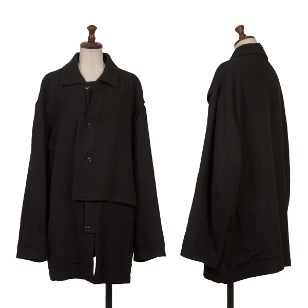 Y's Half Layered Wool Jacket Black 1 K-166334_001