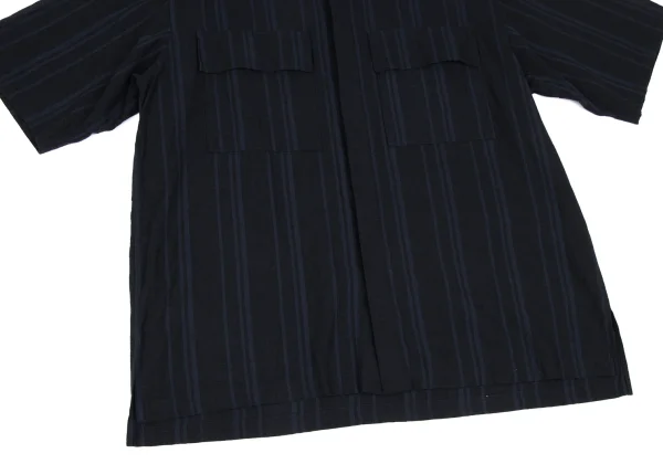 サイトS'YTE リネンコットンストライプ半袖シャツ 紺青3 K-166347_007