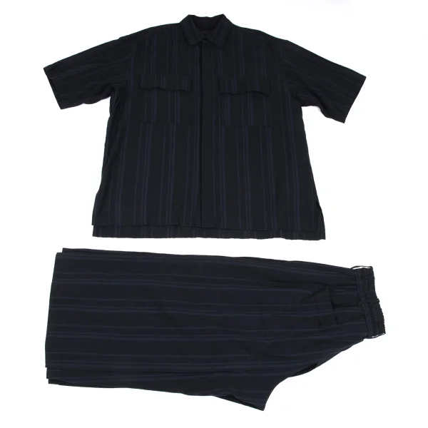 S'YTE Linen Cotton Striped Short Sleeve Shirt & Pants Navy 3 K-166349_001