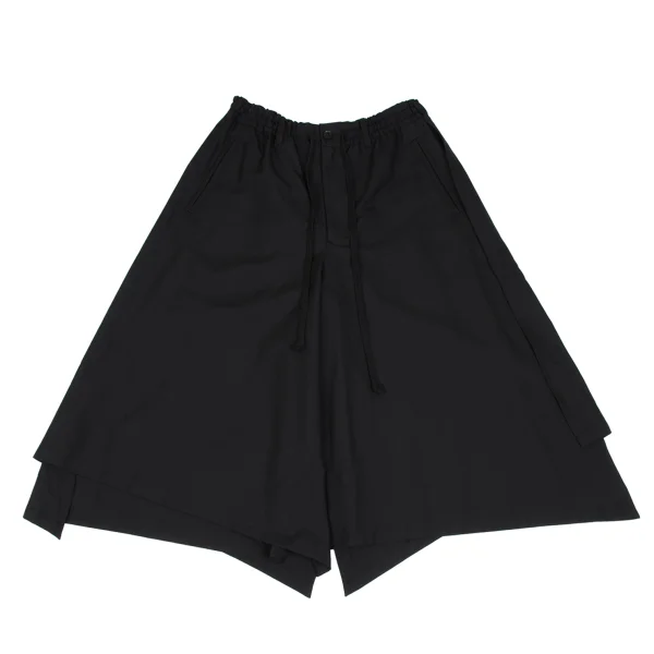 Ground Y Wool Poly Gabardine Layered Skirt Pants Black 3 K-166356_001