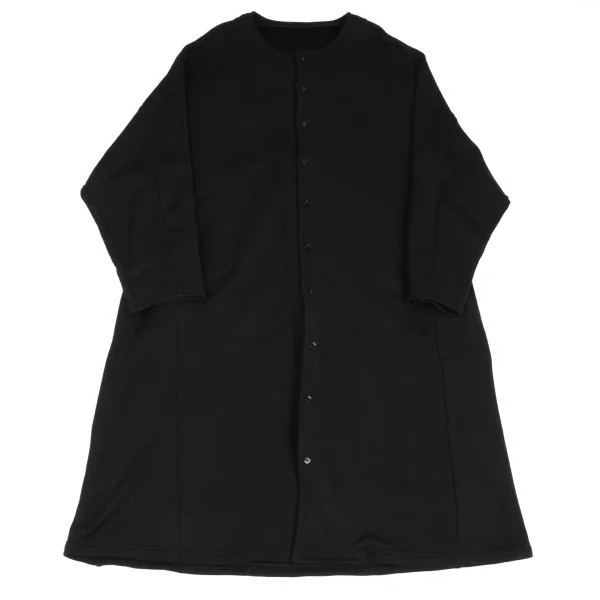 Ground Y Cotton Sweat Collarless Long Cardigan Black 3 K-166361_001