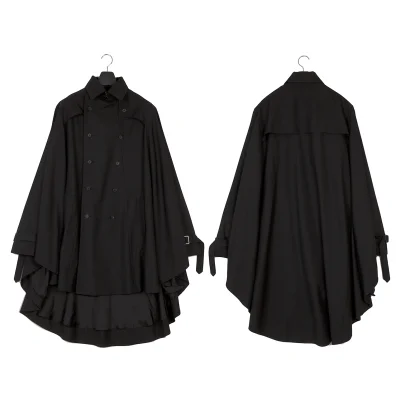 Ground Y Wool Poly Gabardine Trench Cloak Coat