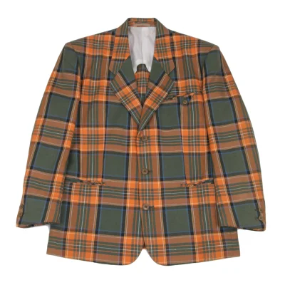 Jean Paul GAULTIER HOMME Linen Cotton Tartan Check Jacket