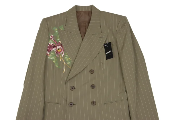 Jean Paul GAULTIER HOMME Floral Printed Cotton Stripe Double Breasted Jacket K-166383_002