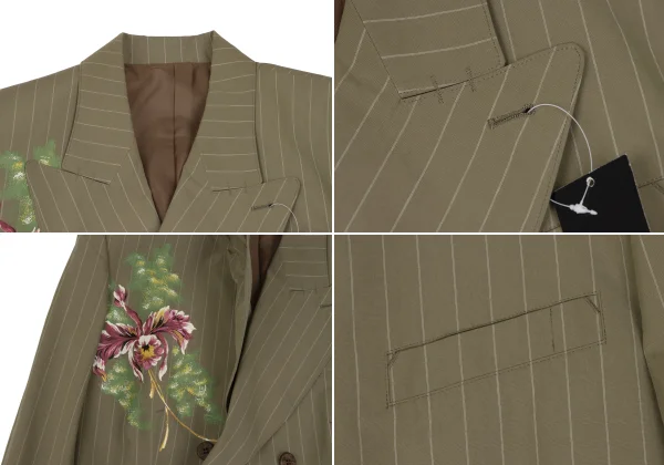 Jean Paul GAULTIER HOMME Floral Printed Cotton Stripe Double Breasted Jacket K-166383_003