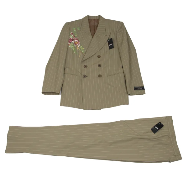 Jean Paul GAULTIER HOMME Floral Printed Cotton Stripe Double Breasted Jacket K-166383_016