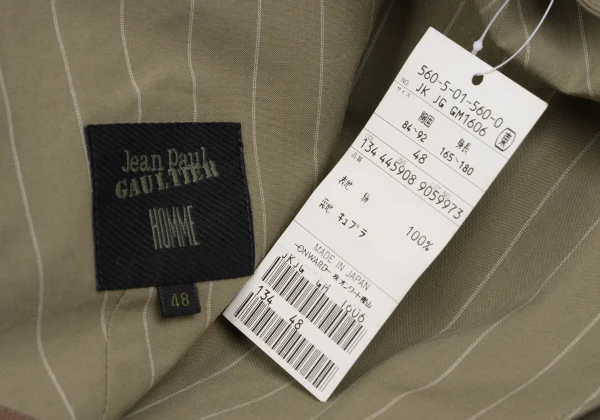 Jean Paul GAULTIER HOMME Floral Printed Cotton Stripe Double Breasted Jacket K-166383_017