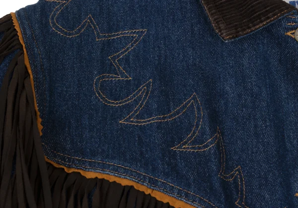 KENZO Jeans Fringe Padded Denim Jacket K-166392_005