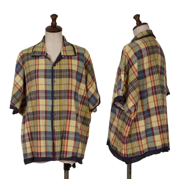 tricot COMME des GARCONS Checker Open Collar Shirt Yellow,Multi-Color S-M K-166402_001