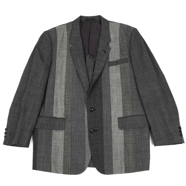 COMME des GARCONS HOMME Wool Front Switching Glen Check Jacket Grey M K-166403_001